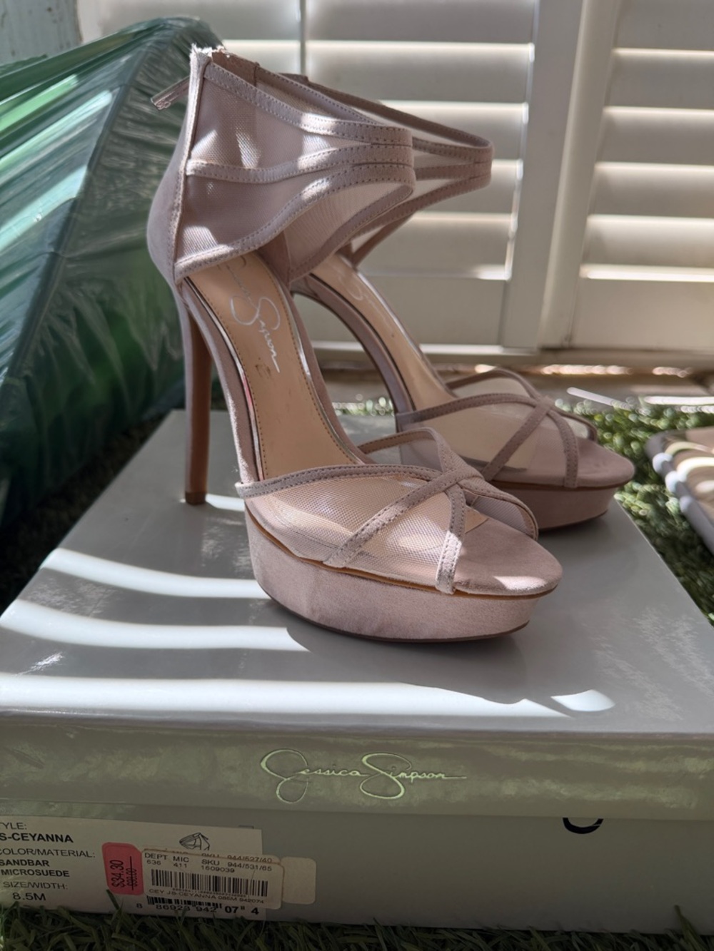 Jessica Simpson Pale Pink Strappy Platform Heels